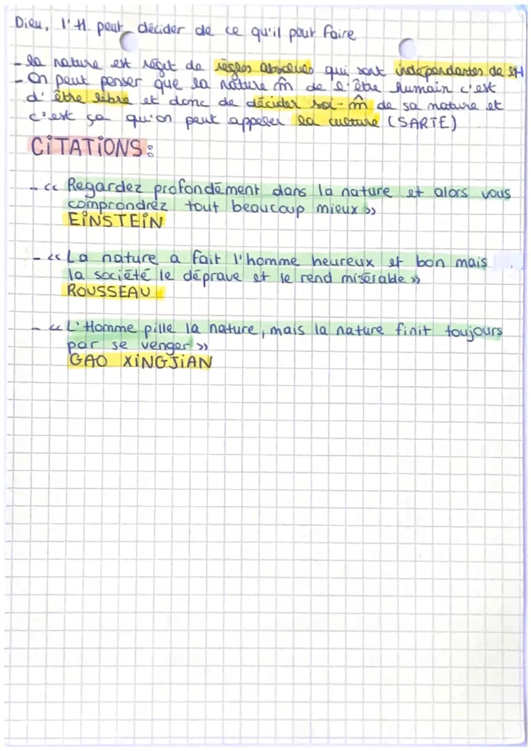 LA NATURE
La nature = tout ce qui existe sans avoir été transformé par l't./
s'oppose à l'artificiel, c'est une donné père / c'est l'essence