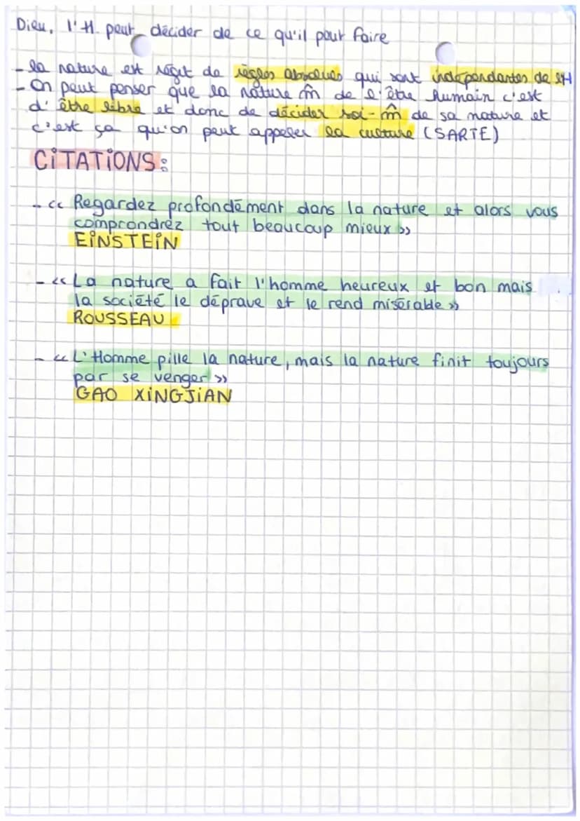 LA NATURE
La nature = tout ce qui existe sans avoir été transformé par l't./
s'oppose à l'artificiel, c'est une donné père / c'est l'essence