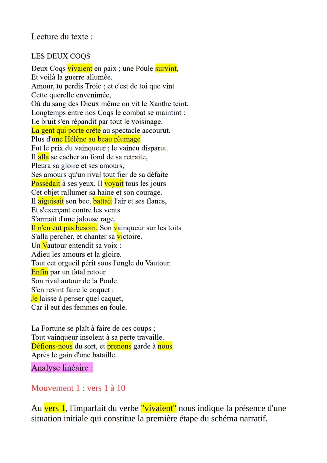 Lecture Analytique n°6 du BAC
"Les Deux Coqs", Les Fables de La Fontaine, 1678-79
Introduction :
1° L'oeuvre, son auteur et son mouvement.
L