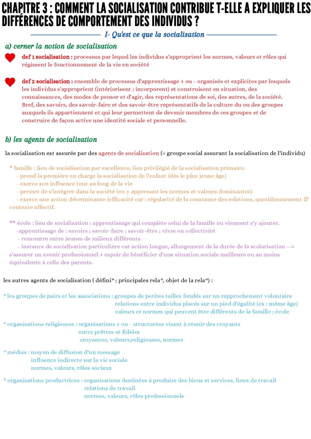 La Socialisation : Processus et Étapes (SES 1ère)