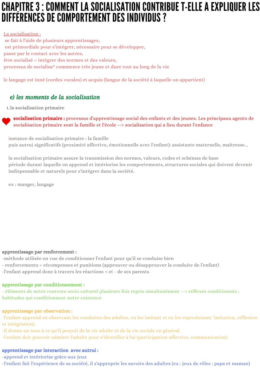 CHAPITRE 3: COMMENT LA SOCIALISATION CONTRIBUE T-ELLE A EXPLIQUER LES
DIFFÉRENCES DE COMPORTEMENT DES INDIVIDUS ?
I- Qu'est ce que la social