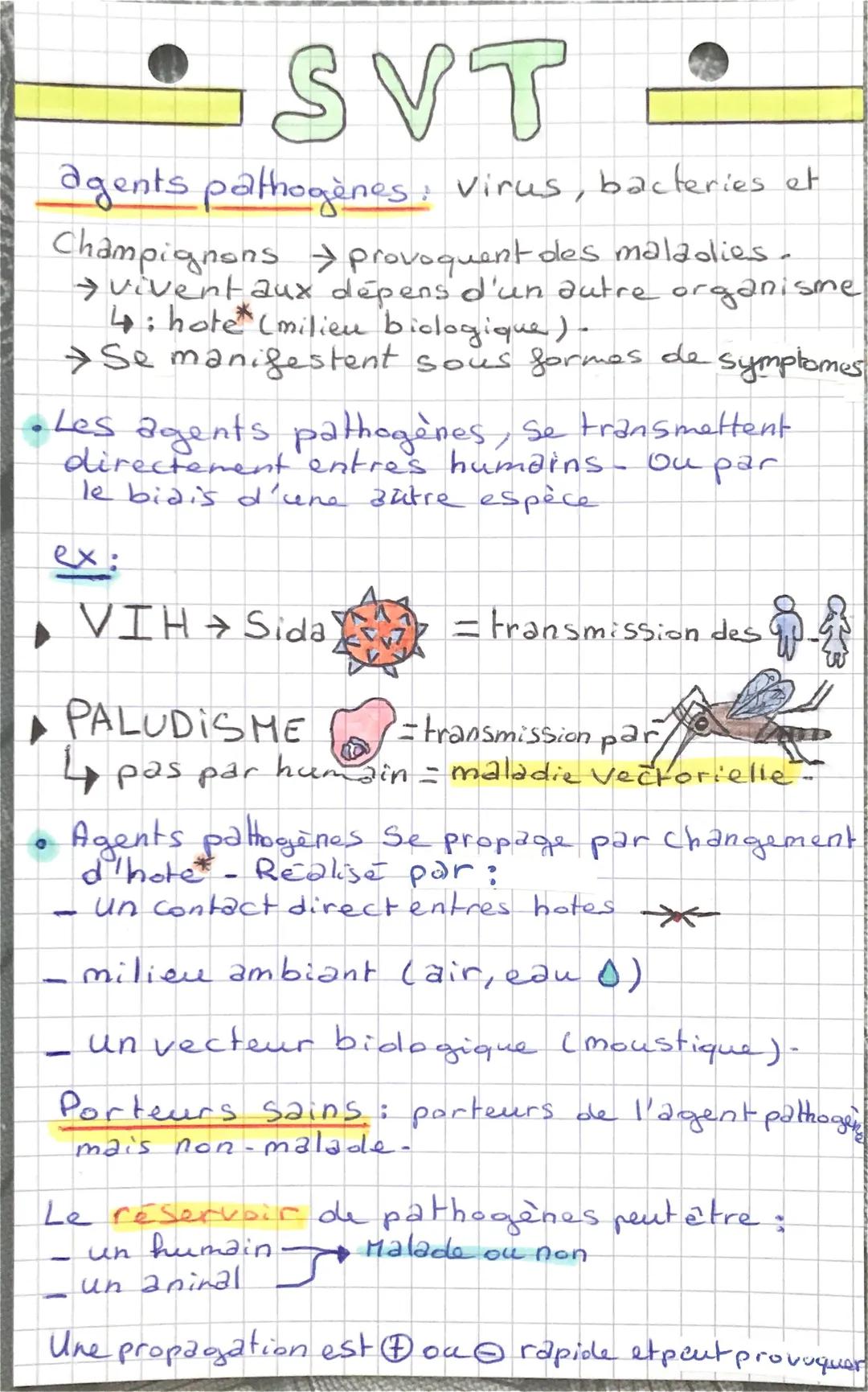 SVT

agents pathogènes: virus, bacteries et

Champignons provoquent des maladies
→vivent aux dépens d'un autre organisme
↳ hote (milien biol