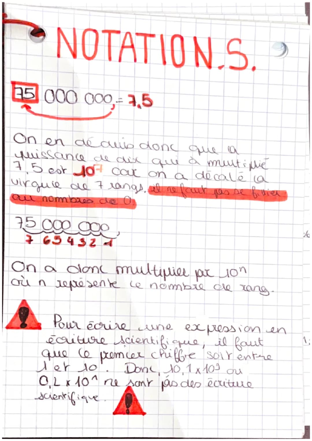 NOTATION S.P
15 000 000 1,5
On en de aub donc que a
quissance de dir que à multiplie
75 est 10 cout on a décalé a
virguie de 7 rangs, il ne 