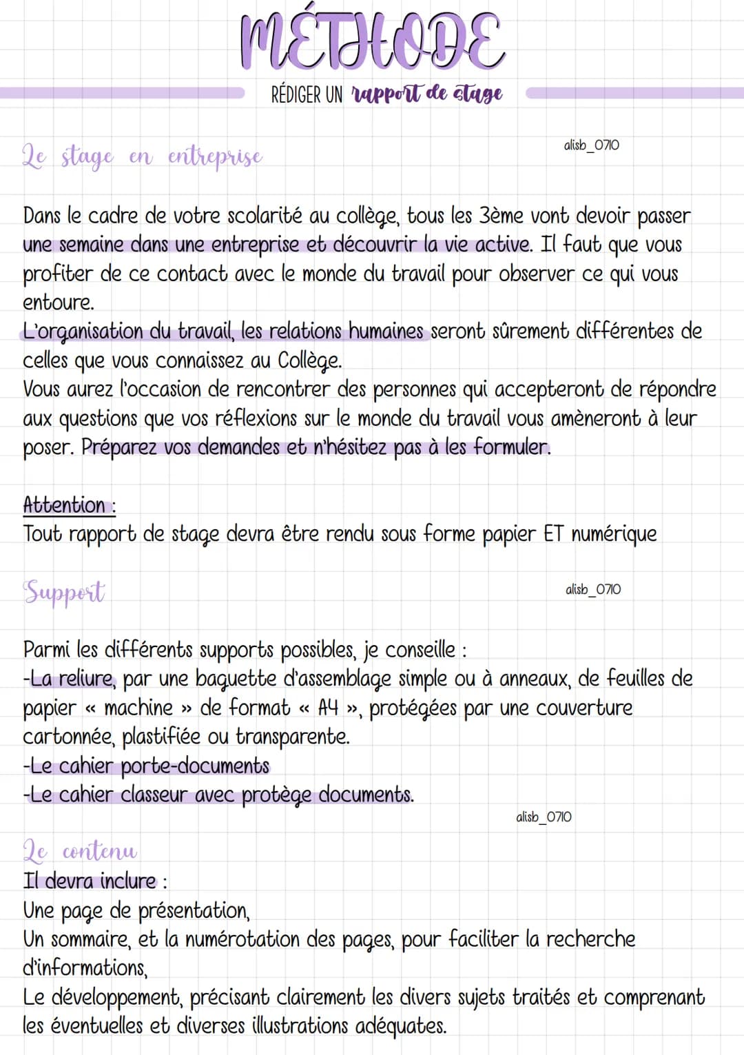 MÉTHODE
REDIGER UN rapport de stage
Qe stage en entreprise
Dans le cadre de votre scolarité au collège, tous les 3ème vont devoir passer
une