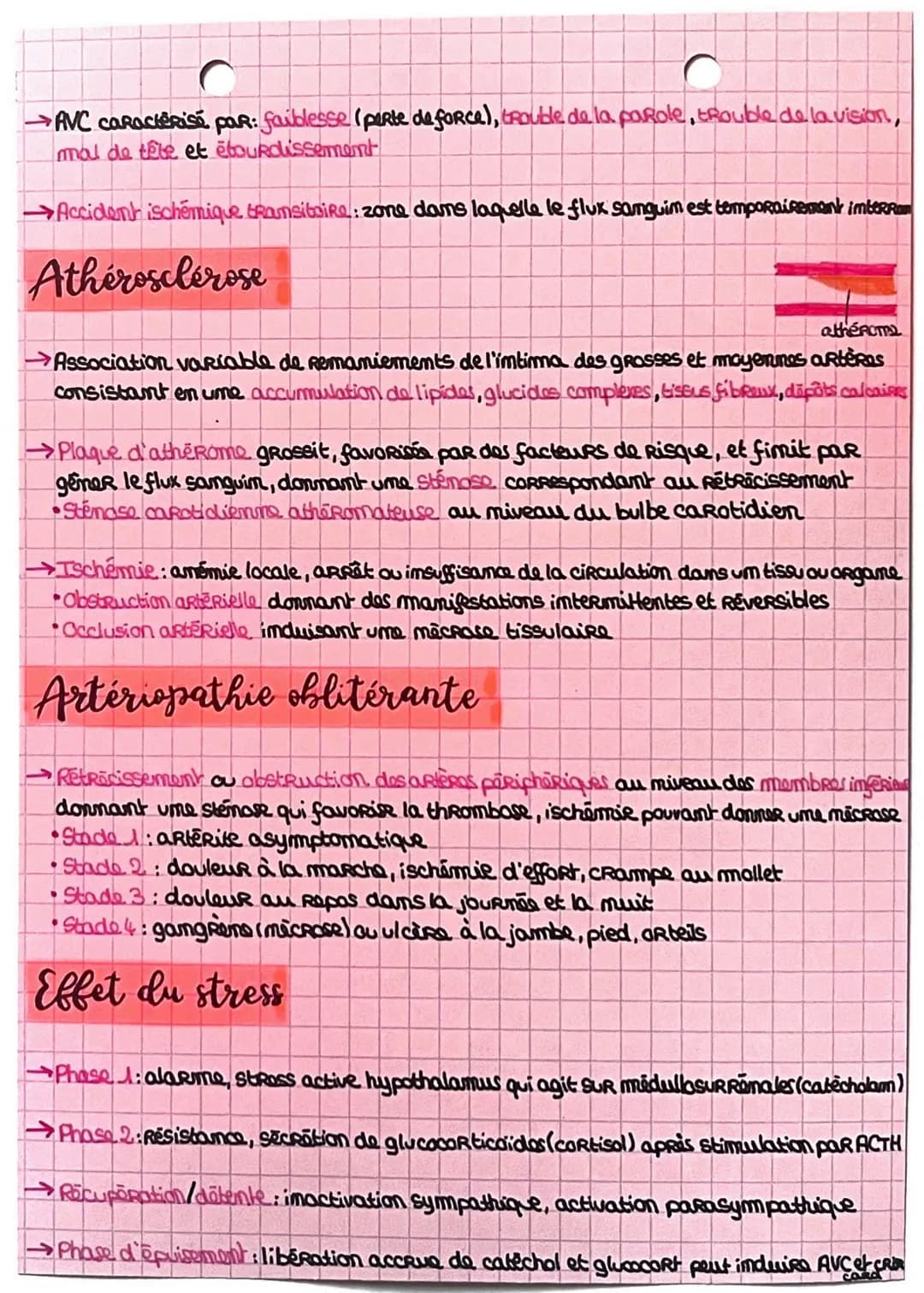 Cardio vasco
Maladies coronariennes
→AmgoR: angime de poitrime, sensation d'oppression thoracique survenant à l'effort
atheromatose sévère a