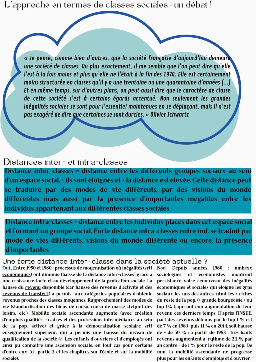 Comment est structurée la société
française actuelle ?
Espace social = Représentation du monde social dans lequel les individus ou
groupes s