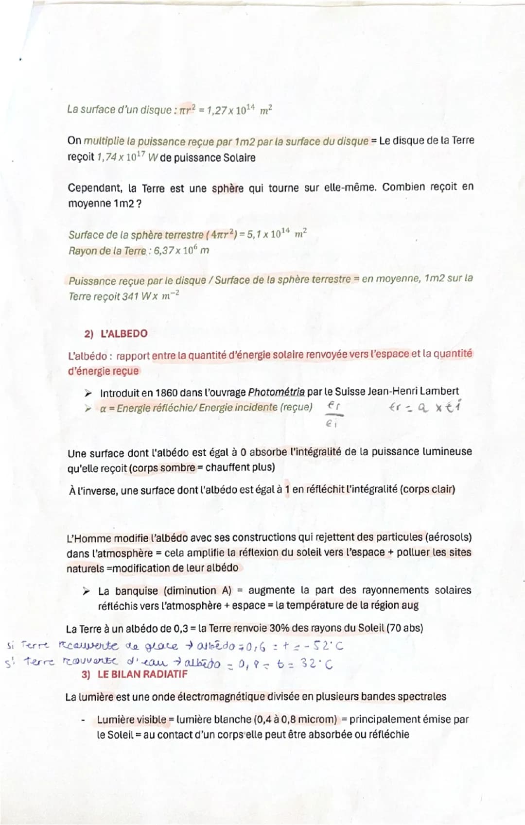 Rappels:
CHAPITRE 5 ES: LE BILAN RADIATIF TERRESTRE
Aray inf = absorb. parabm ou non vers espace
Les spectres d'absorption: spectre obtenu e
