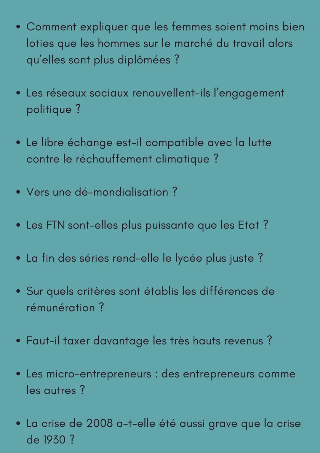 Sujet de Grand Oral
SPECIALITE SES
• Comment Amazon a-t-il étendu son empire?
• Quels avenir pour la cryptomonaie ?
• Les crises financières