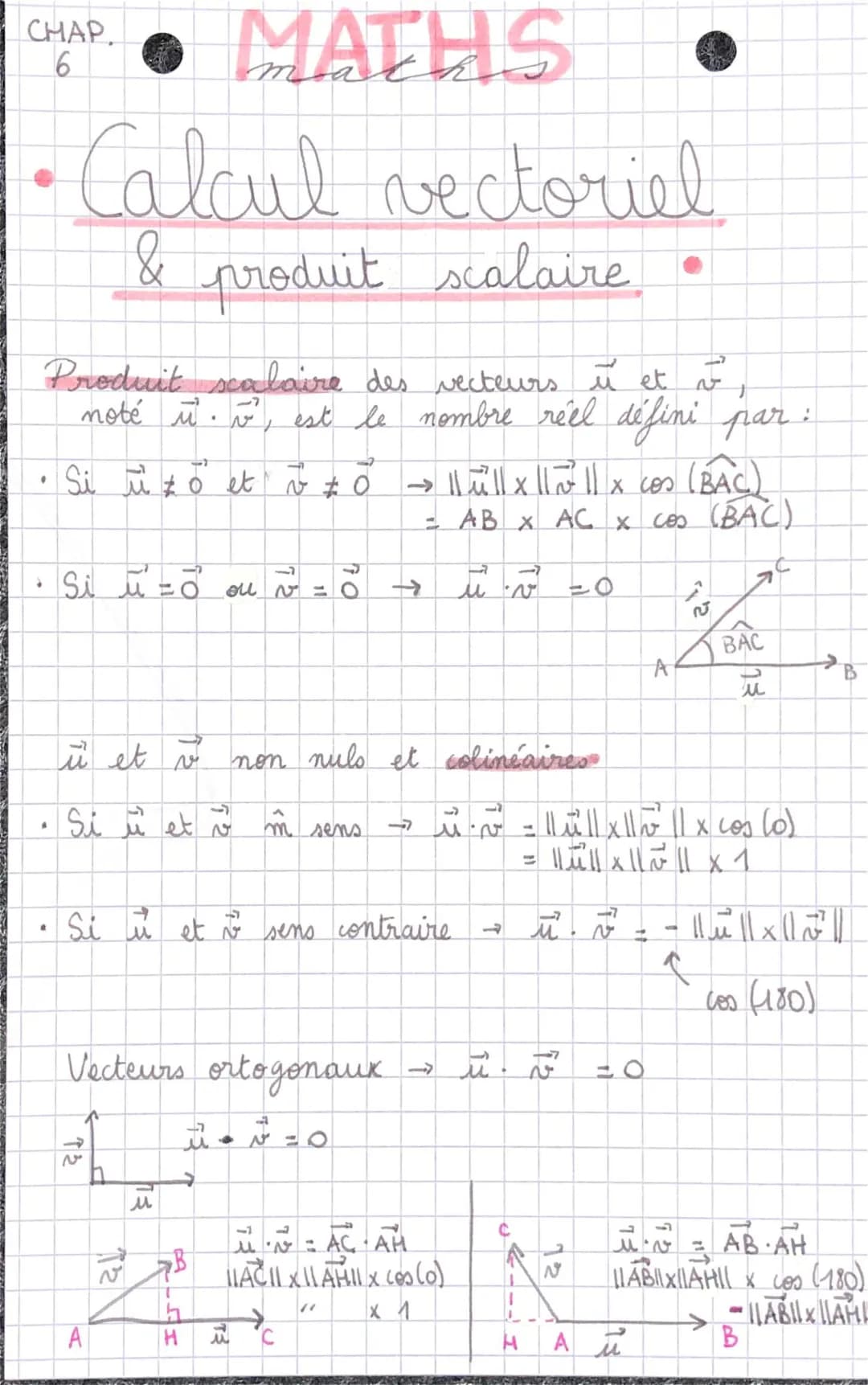 Comprendre les formules du produit scalaire et le théorème de la médiane