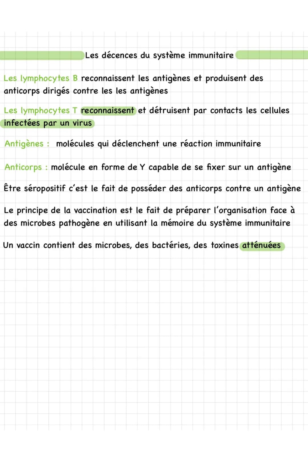 Les décences du système immunitaire
Les lymphocytes B reconnaissent les antigènes et produisent des
anticorps dirigés contre les les antigèn