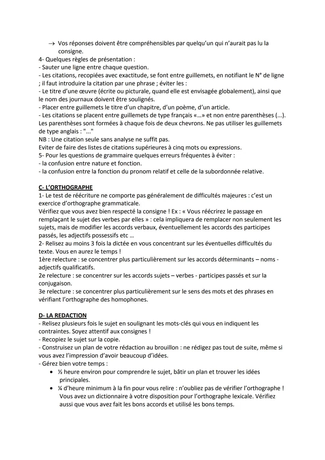 Classe de 3ème B
Français : Melle Constantin
FICHE BREVET : LE FRANCAIS A L'EPREUVE DU BREVET
RECAPITULATIF: METHODOLOGIE ET ERREURS A EVITE