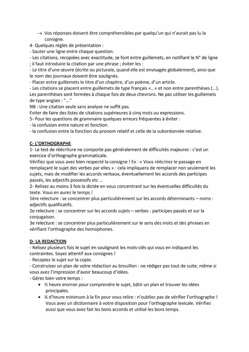 Classe de 3ème B
Français : Melle Constantin
FICHE BREVET : LE FRANCAIS A L'EPREUVE DU BREVET
RECAPITULATIF: METHODOLOGIE ET ERREURS A EVITE