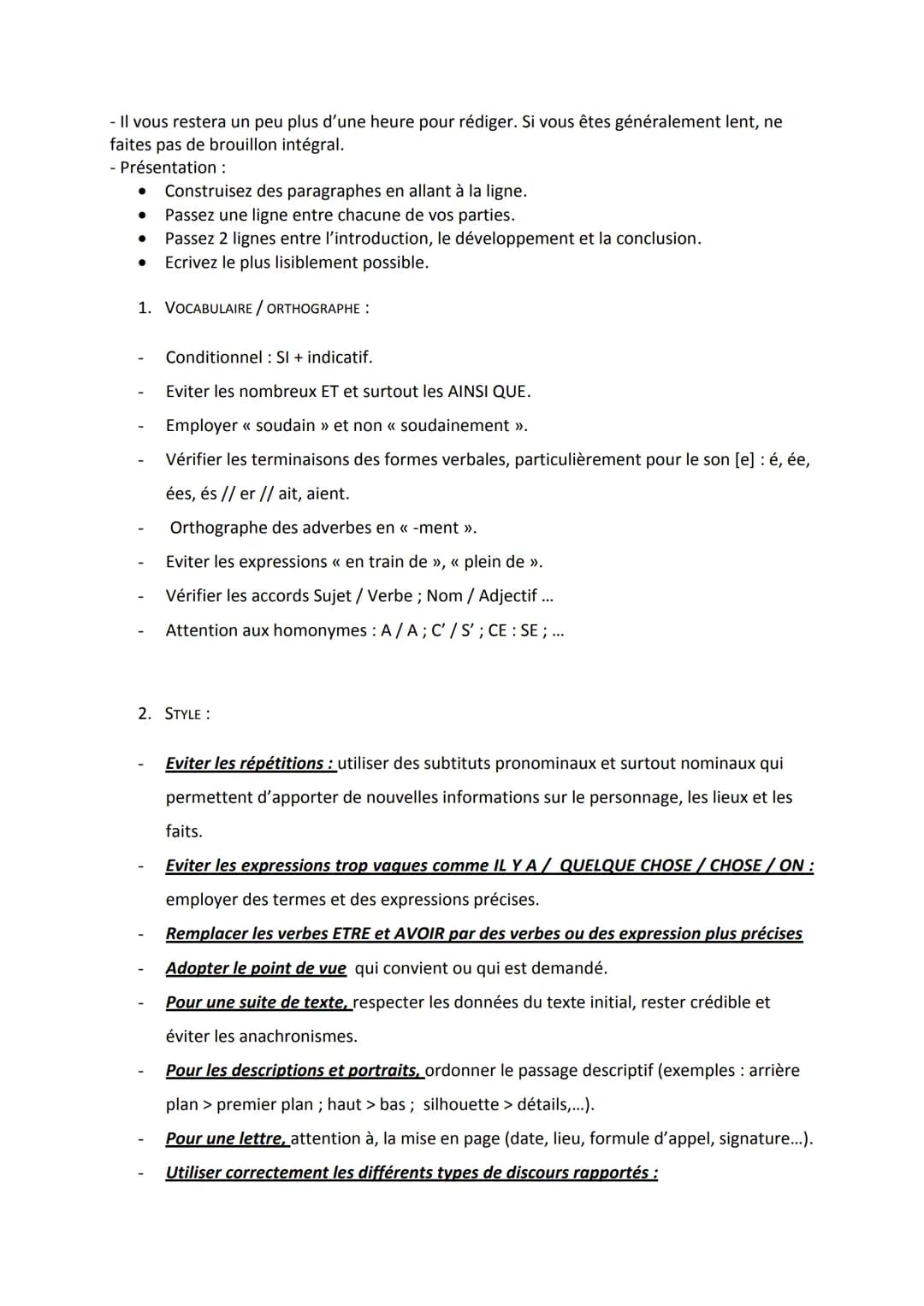Classe de 3ème B
Français : Melle Constantin
FICHE BREVET : LE FRANCAIS A L'EPREUVE DU BREVET
RECAPITULATIF: METHODOLOGIE ET ERREURS A EVITE