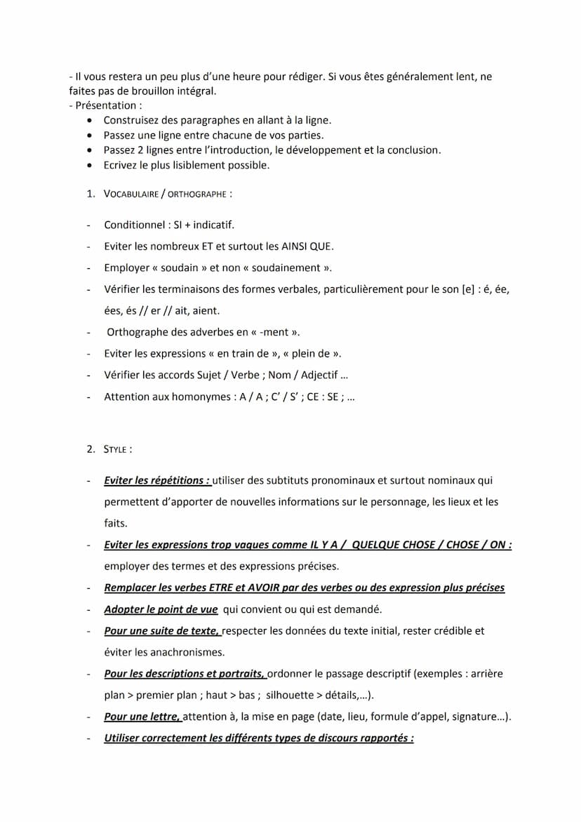 Classe de 3ème B
Français : Melle Constantin
FICHE BREVET : LE FRANCAIS A L'EPREUVE DU BREVET
RECAPITULATIF: METHODOLOGIE ET ERREURS A EVITE