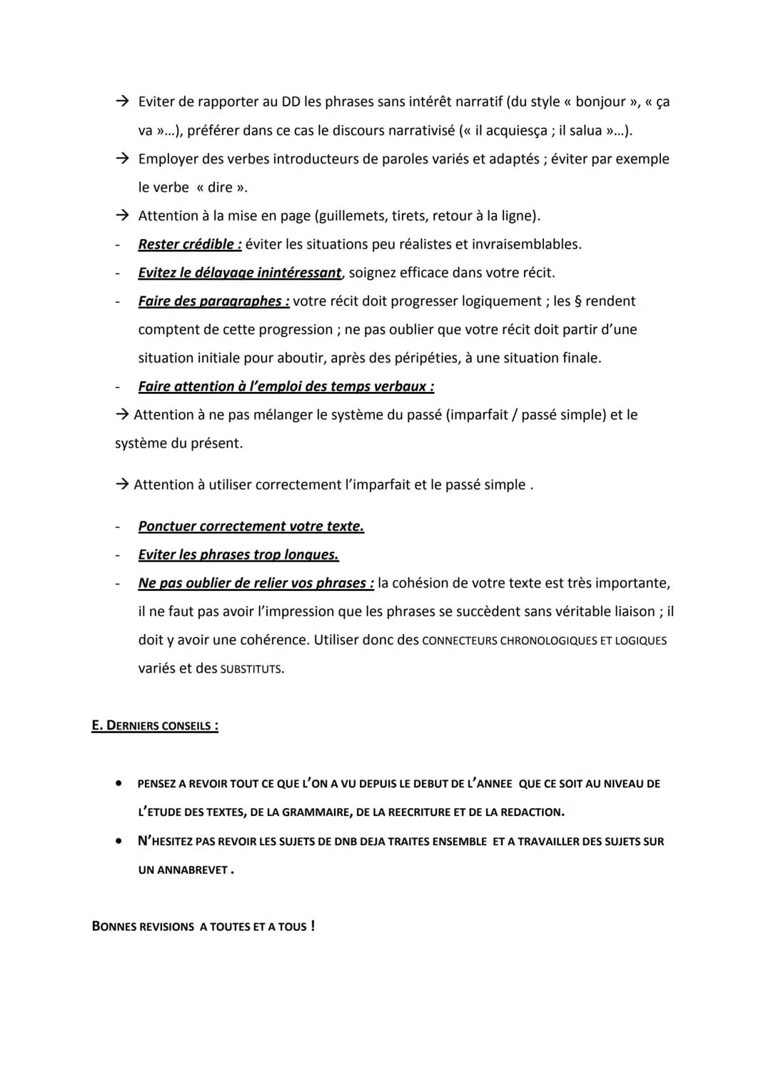 Classe de 3ème B
Français : Melle Constantin
FICHE BREVET : LE FRANCAIS A L'EPREUVE DU BREVET
RECAPITULATIF: METHODOLOGIE ET ERREURS A EVITE