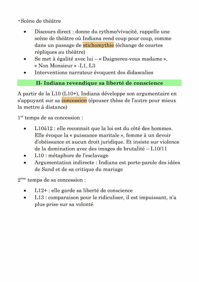 Lecture linéaire 1: Indiana, George Sand
G.Sand (1804-1876) est une autrice de XIXème qui défendait les
droits des femmes, en particulier su