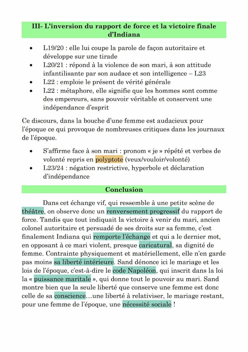 Lecture linéaire 1: Indiana, George Sand
G.Sand (1804-1876) est une autrice de XIXème qui défendait les
droits des femmes, en particulier su