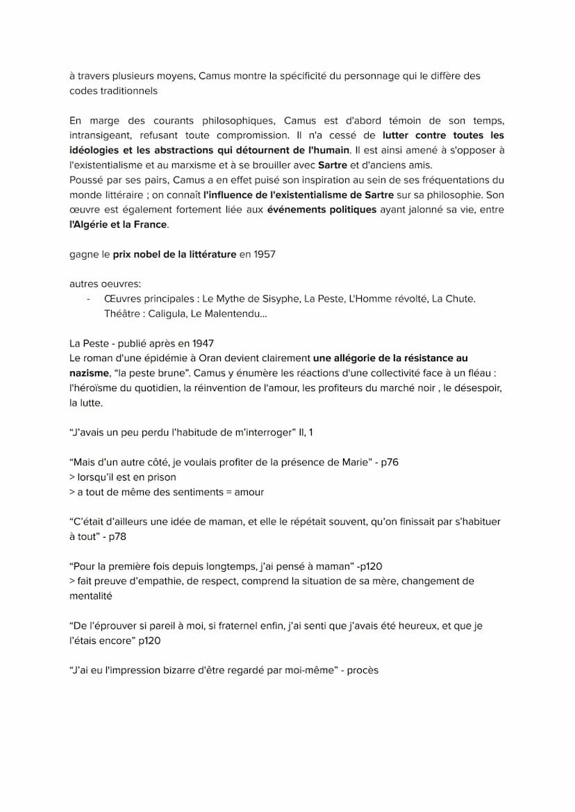 l'Etranger, Albert Camus, 1942
Contextualisation:
Albert Camus naît et grandit à Alger. Il devient journaliste puis résistant durant la Seco