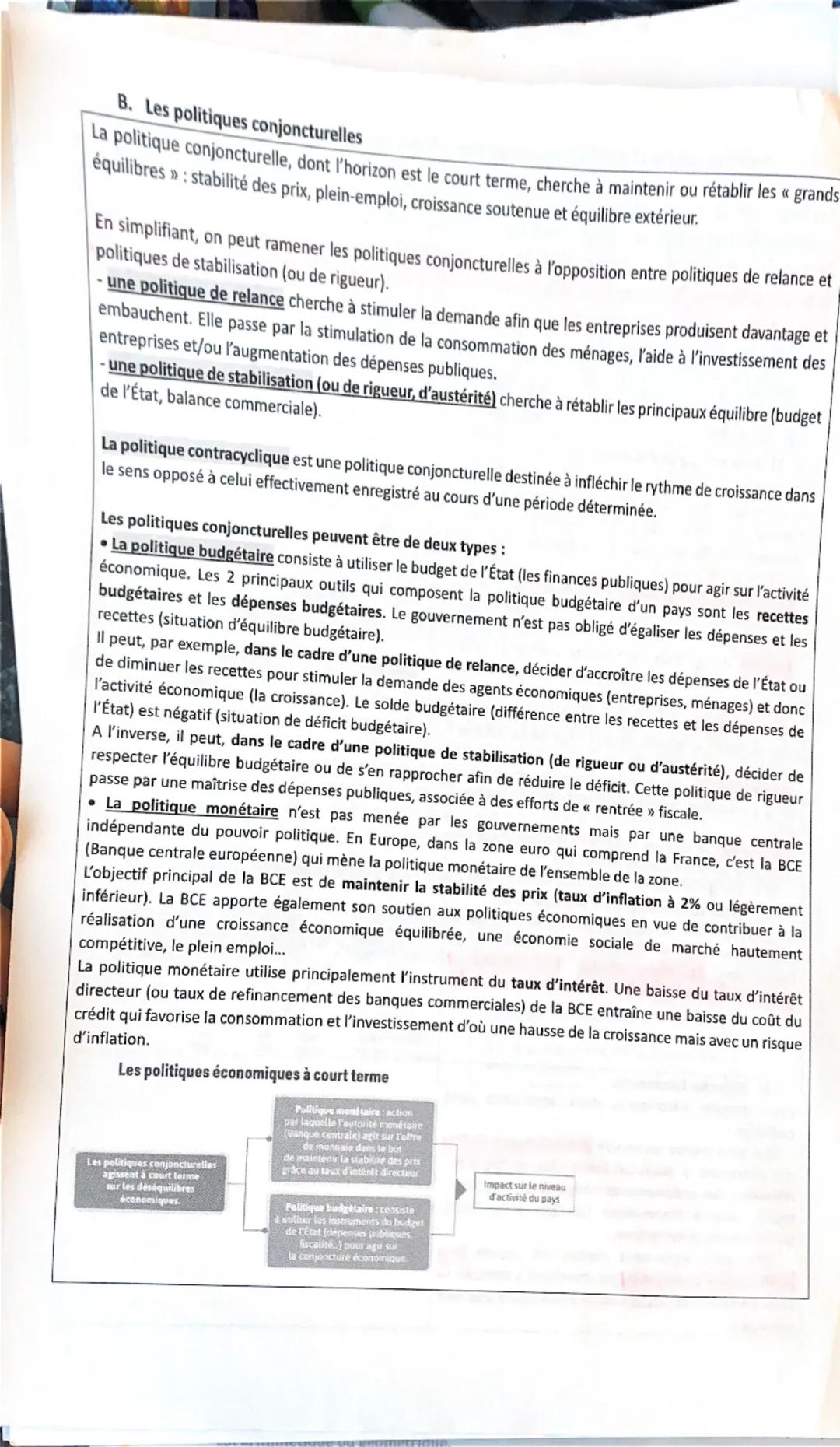 Synthèse rédigée CHAPITRE 3: « Les politiques économiques de l'État et de l'Europe >>>
Les États et les institutions supranationales comme l