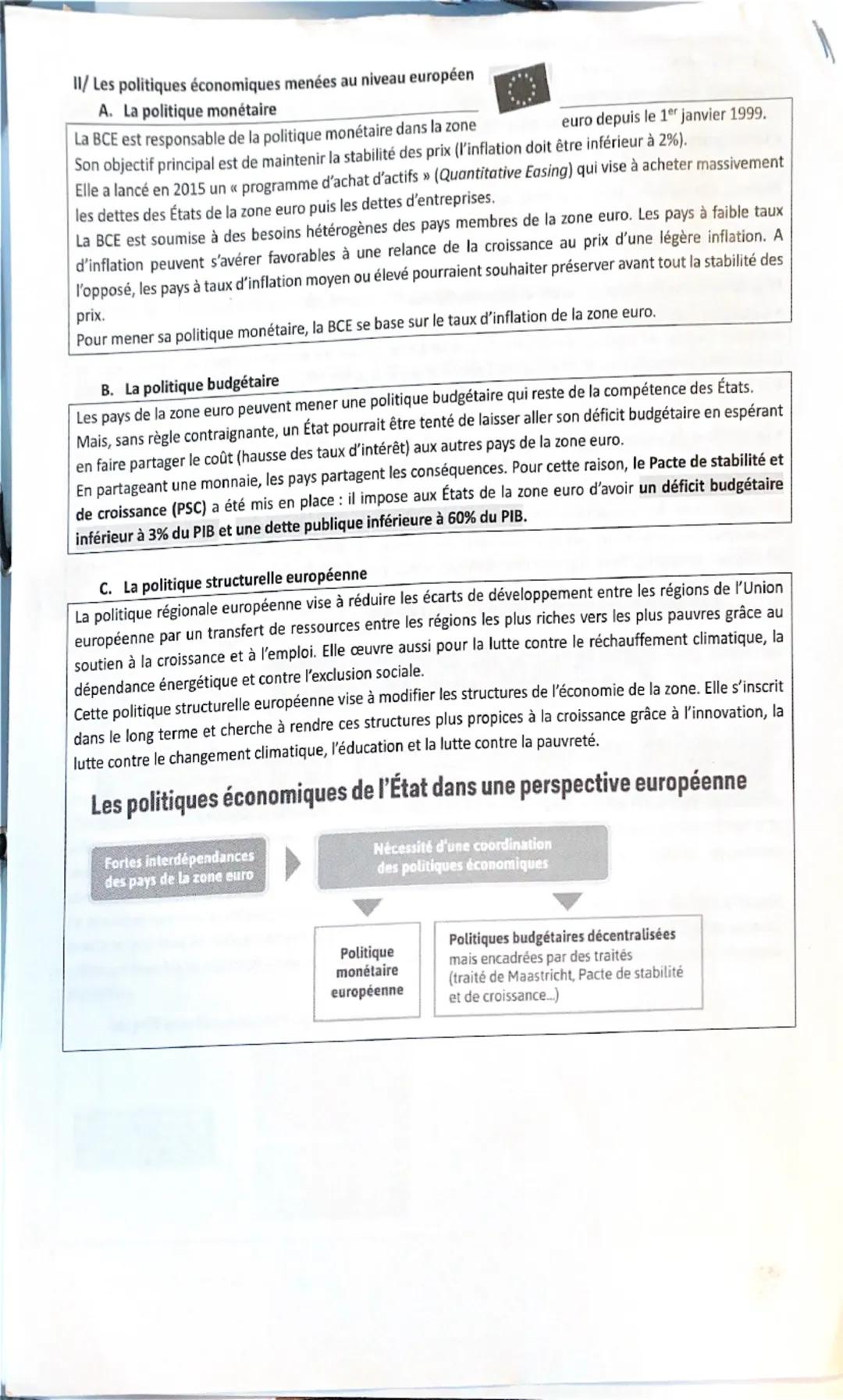 Synthèse rédigée CHAPITRE 3: « Les politiques économiques de l'État et de l'Europe >>>
Les États et les institutions supranationales comme l
