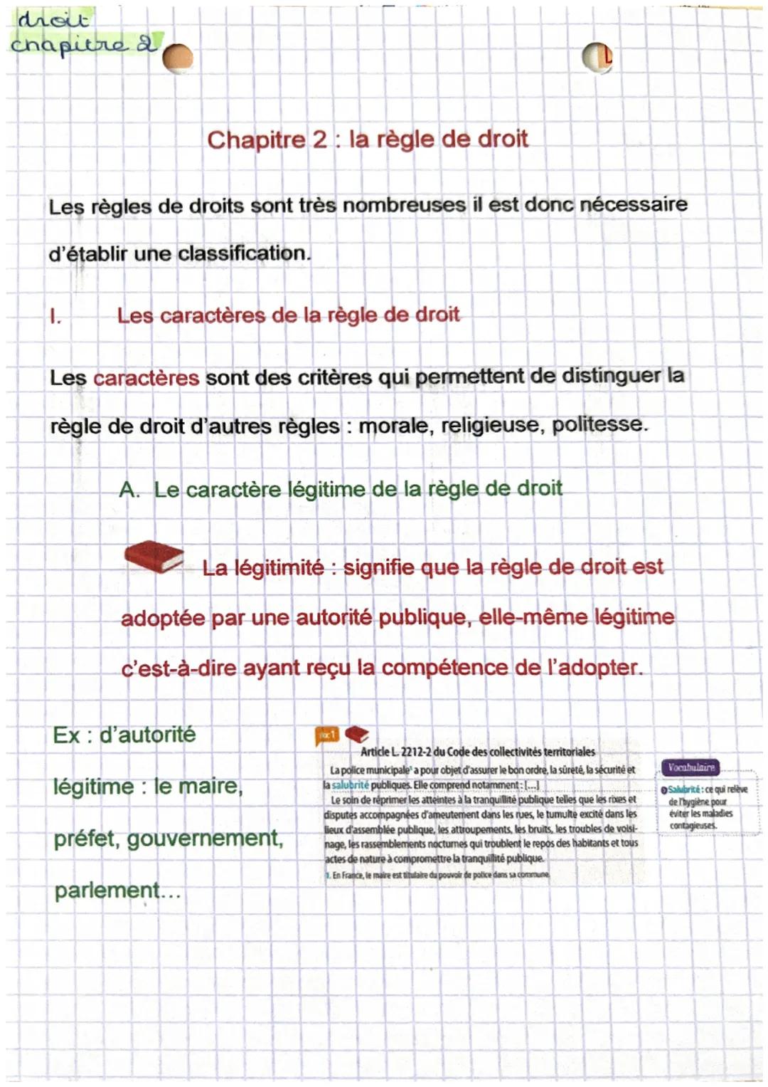 droit
chapitre &
L
Chapitre 2: la règle de droit
Les règles de droits sont très nombreuses il est donc nécessaire
d'établir une classificati