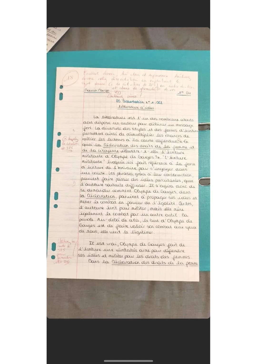 Dissertation Olympe de Gouges corrigé PDF - Sujet, Plan, et Analyse