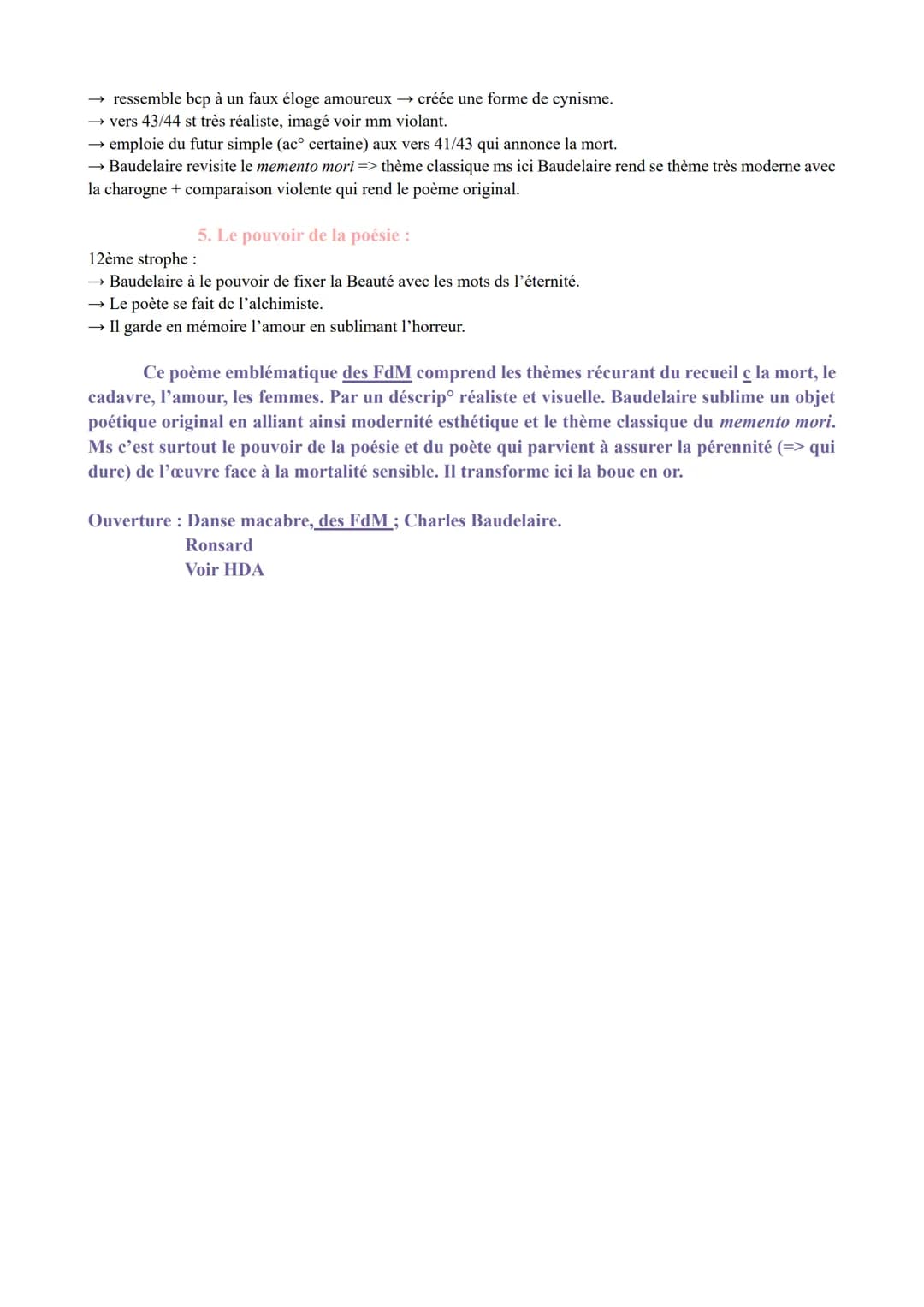 1
5
10
15
20
25
30
35
LA n°2 : << Une Charogne », Les Fleurs du Mal; Charles
Baudelaire.
Une Charogne
Rappelez-vous l'objet que nous vîmes, 