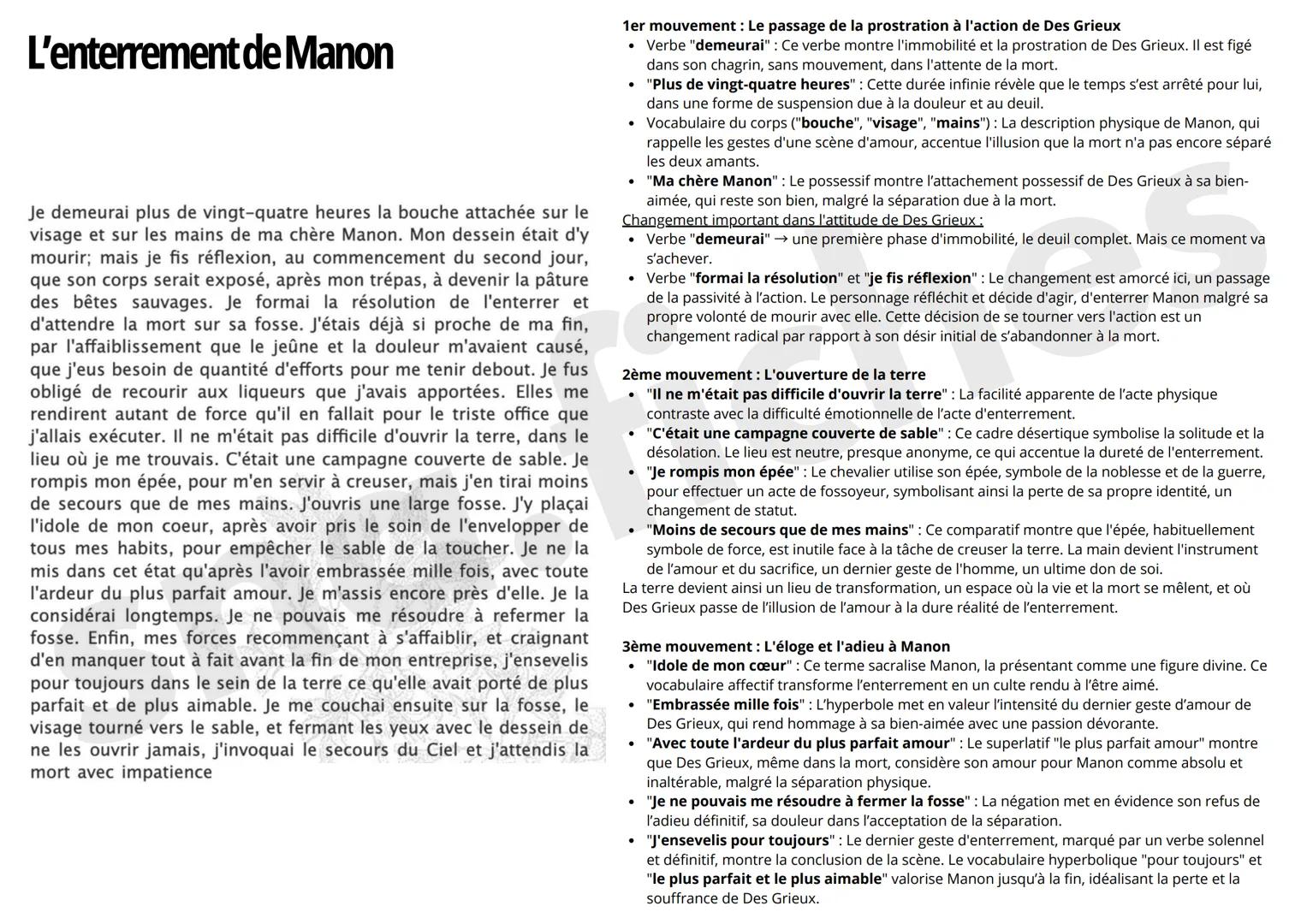 L'enterrement de Manon
Je demeurai plus de vingt-quatre heures la bouche attachée sur le
visage et sur les mains de ma chère Manon. Mon dess