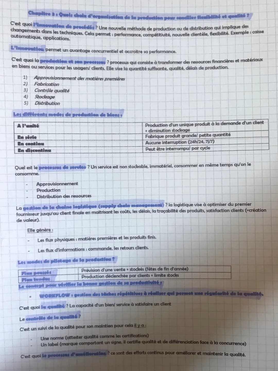 Chapitre 3 : Quels choix d'organisation de la production pour conciliar flexibilité et qualité ?
C'est quoi l'innovation de procédés ? Une n