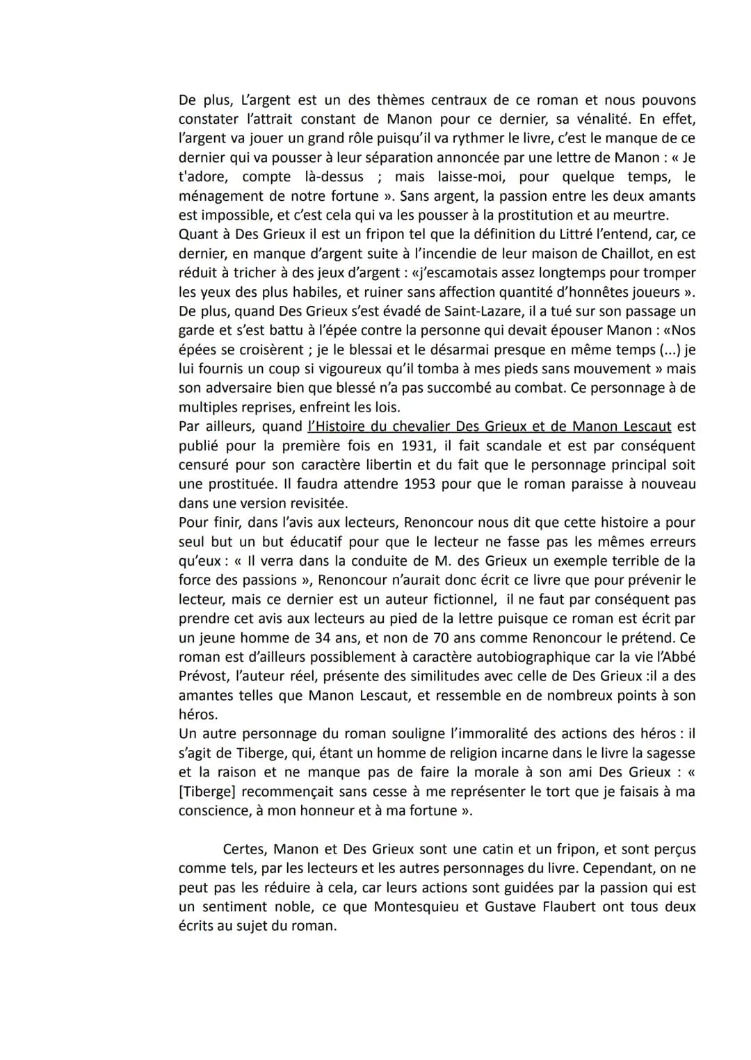 Timothée Alcaidé
Dissertation Manon Lescaut
1G1
Au début du XVIII siècle, lors de la parution de Manon Lescaut écrit par
l'Abbé Prévost, les