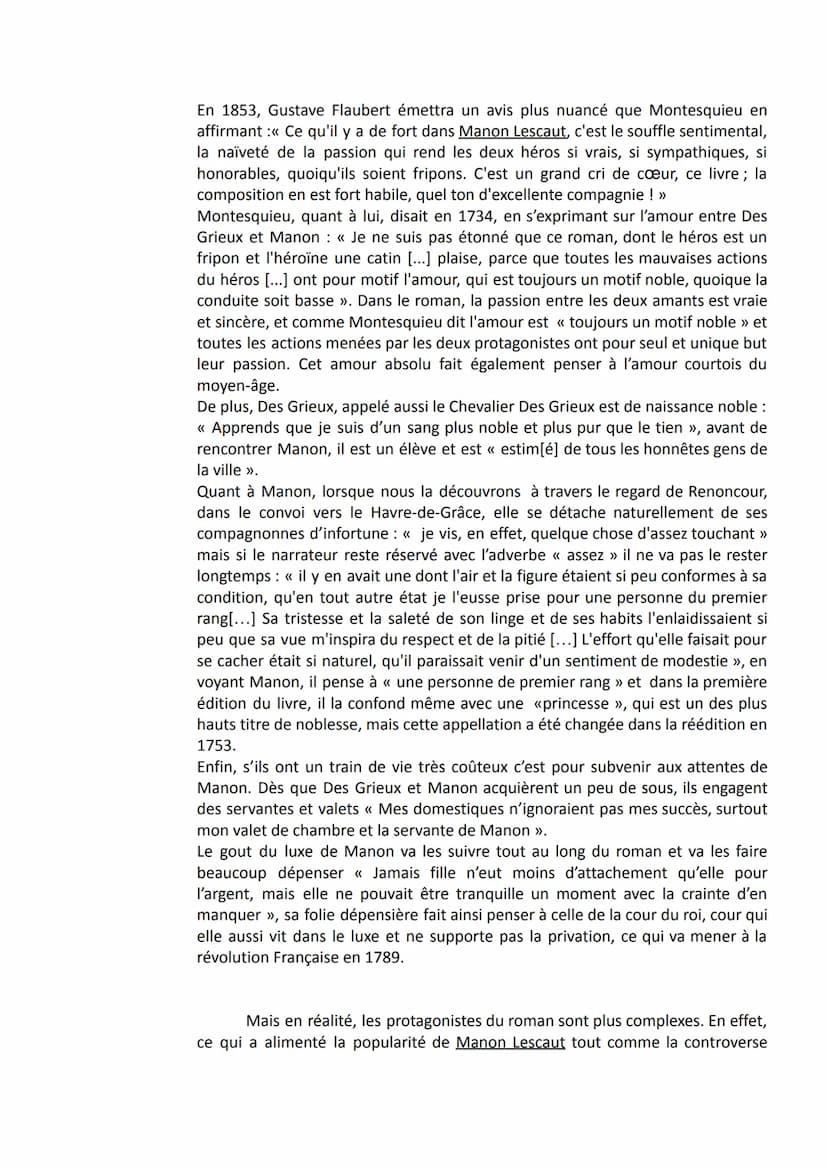 Timothée Alcaidé
Dissertation Manon Lescaut
1G1
Au début du XVIII siècle, lors de la parution de Manon Lescaut écrit par
l'Abbé Prévost, les