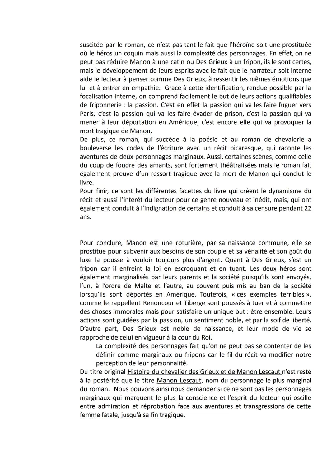 Timothée Alcaidé
Dissertation Manon Lescaut
1G1
Au début du XVIII siècle, lors de la parution de Manon Lescaut écrit par
l'Abbé Prévost, les