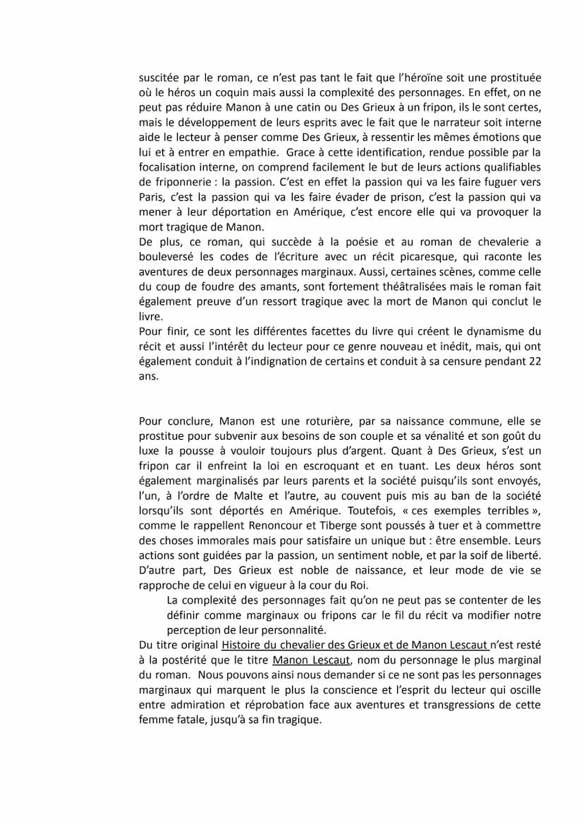 Timothée Alcaidé
Dissertation Manon Lescaut
1G1
Au début du XVIII siècle, lors de la parution de Manon Lescaut écrit par
l'Abbé Prévost, les