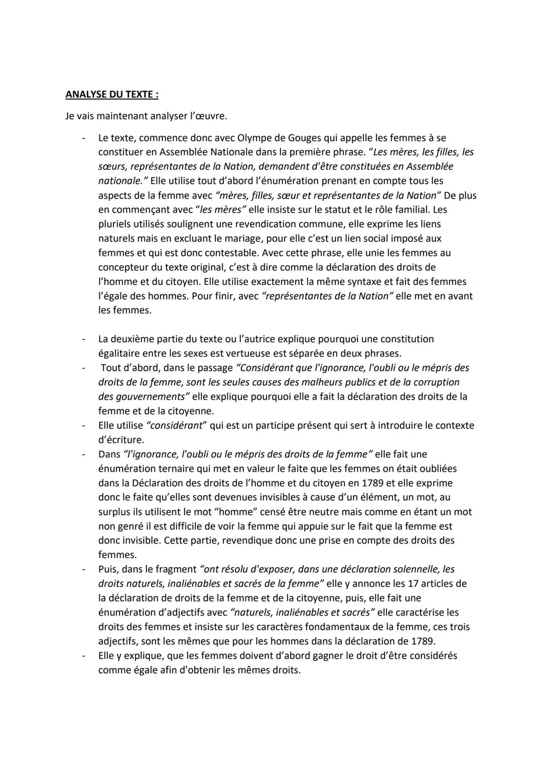Lecture linéaire n°2:
Olympe De Gouges, DDFC, préambule
INTRODUCTION :
Bonjour, M., aujourd'hui je vais vous présenter comme lecture linéair