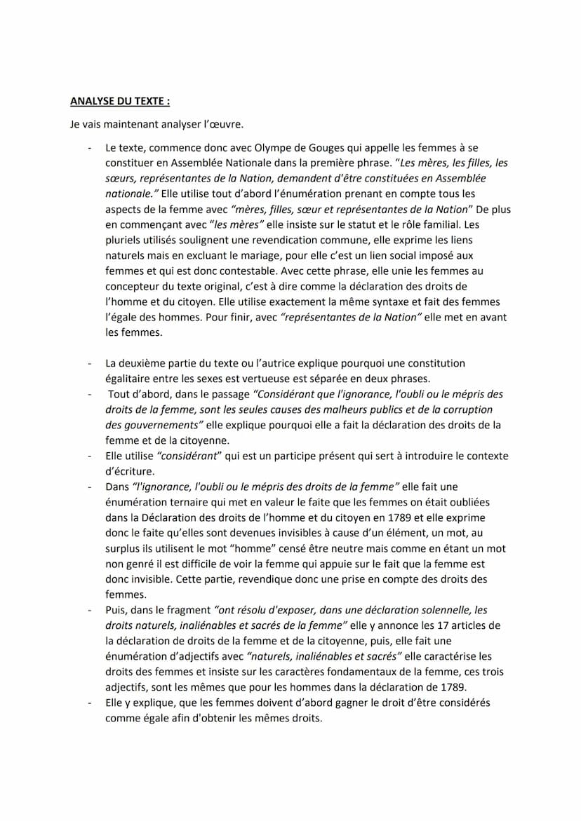 Lecture linéaire n°2:
Olympe De Gouges, DDFC, préambule
INTRODUCTION :
Bonjour, M., aujourd'hui je vais vous présenter comme lecture linéair