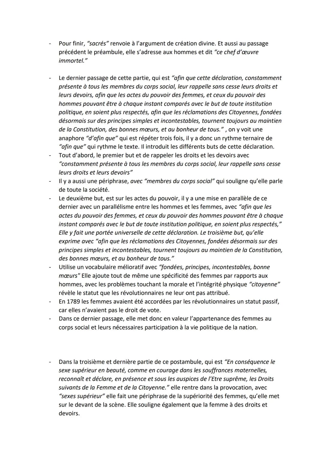 Lecture linéaire n°2:
Olympe De Gouges, DDFC, préambule
INTRODUCTION :
Bonjour, M., aujourd'hui je vais vous présenter comme lecture linéair