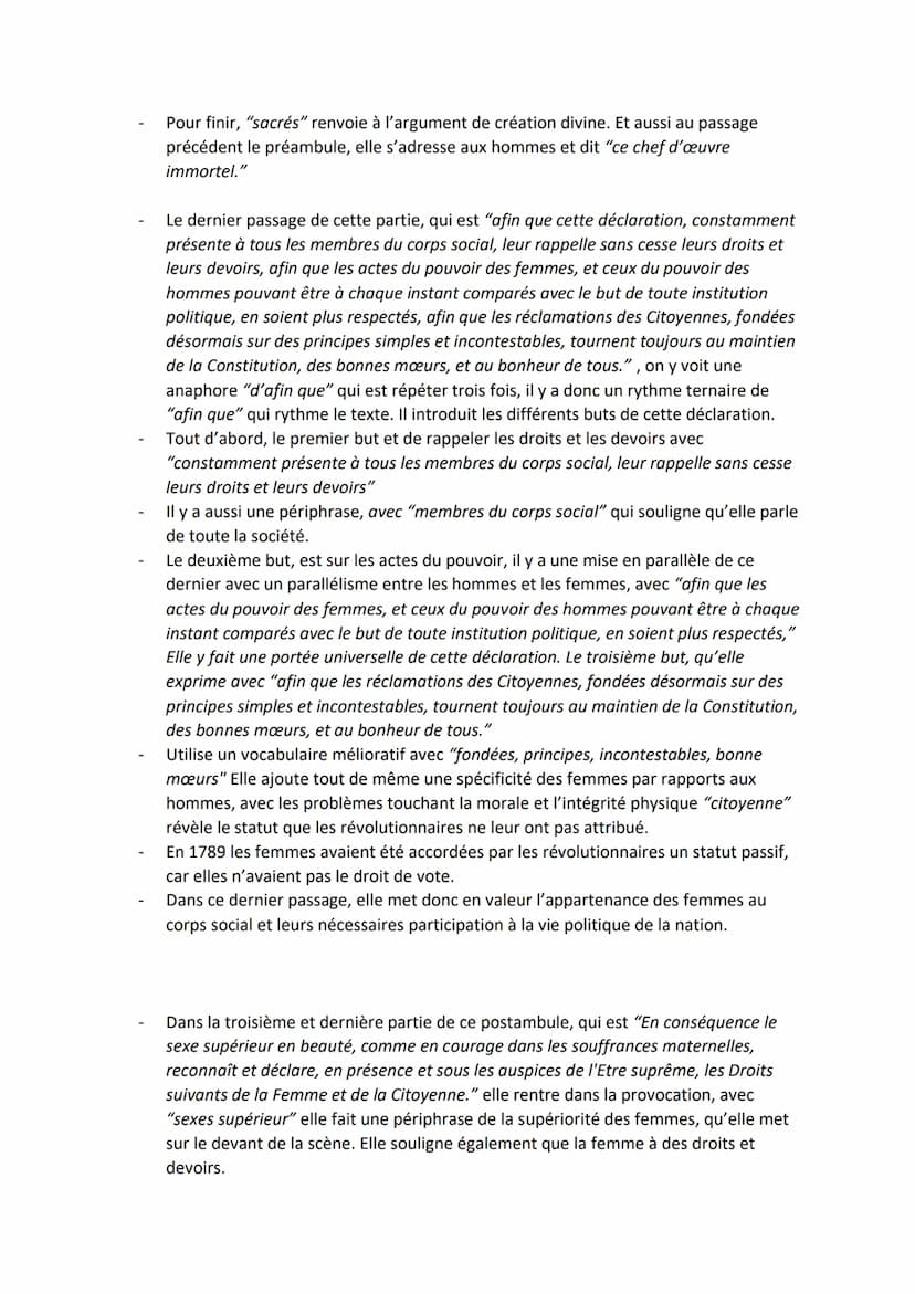 Lecture linéaire n°2:
Olympe De Gouges, DDFC, préambule
INTRODUCTION :
Bonjour, M., aujourd'hui je vais vous présenter comme lecture linéair