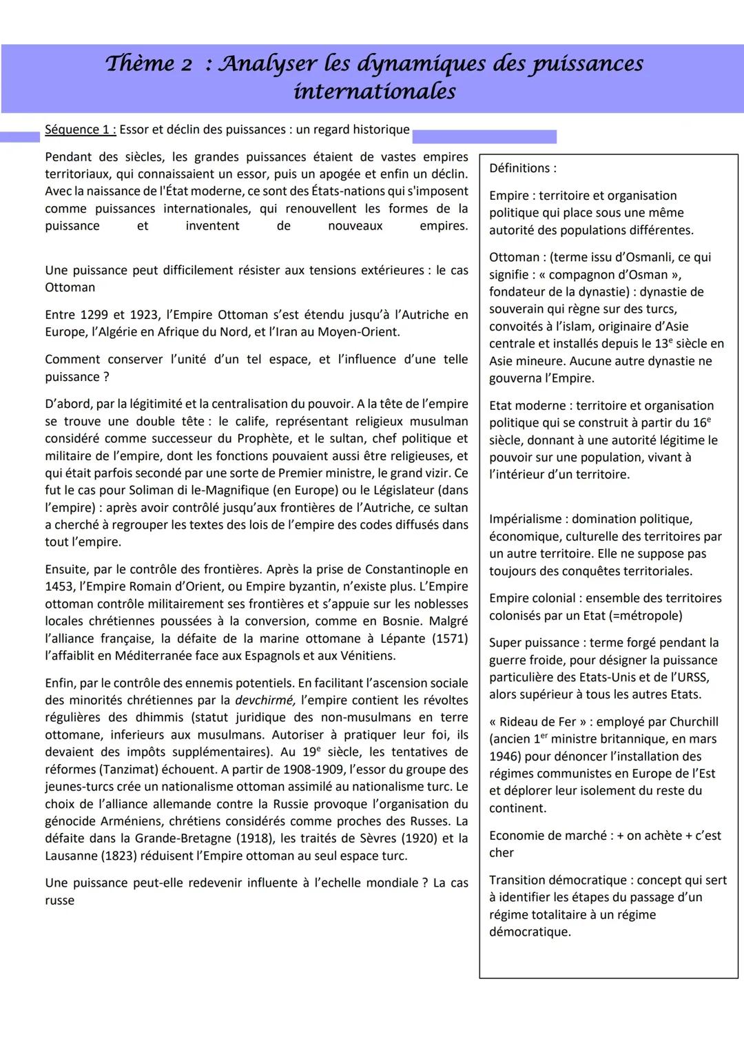 HGGSP Fiche les puissances