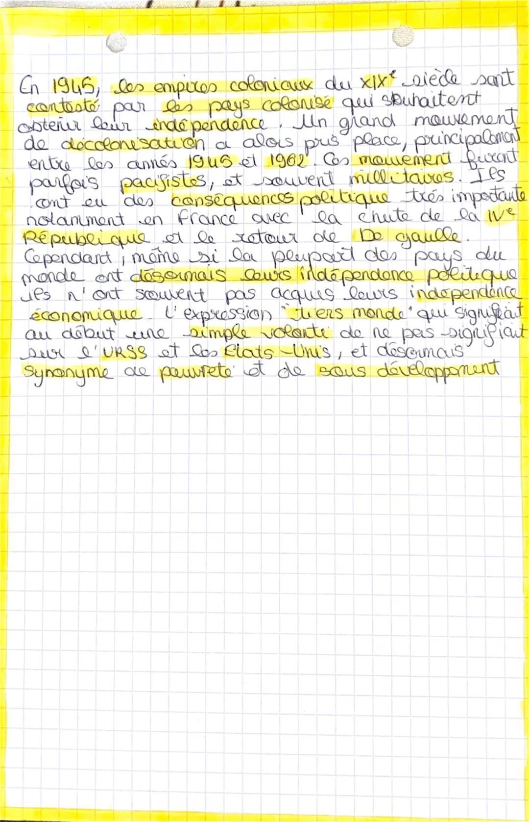 # la décolonisation

το
décotonisation: processus par lequel une colonie
devient indépendante.

2 grandes puissances coloniales:
- Royaume U