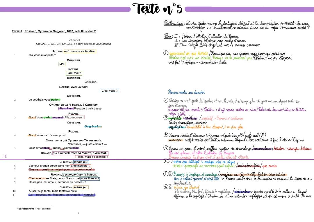 Cyrano de Bergerac Acte III Scène 7 Analyse Linéaire et Figures de Style