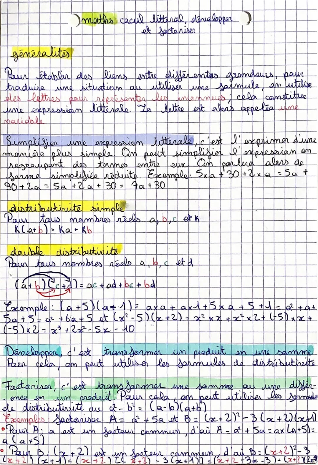 <h3 id="calcullittralexercices">Calcul littéral exercices</h3>
<p>Le calcul littéral est une méthode utilisée en mathématiques pour établir 