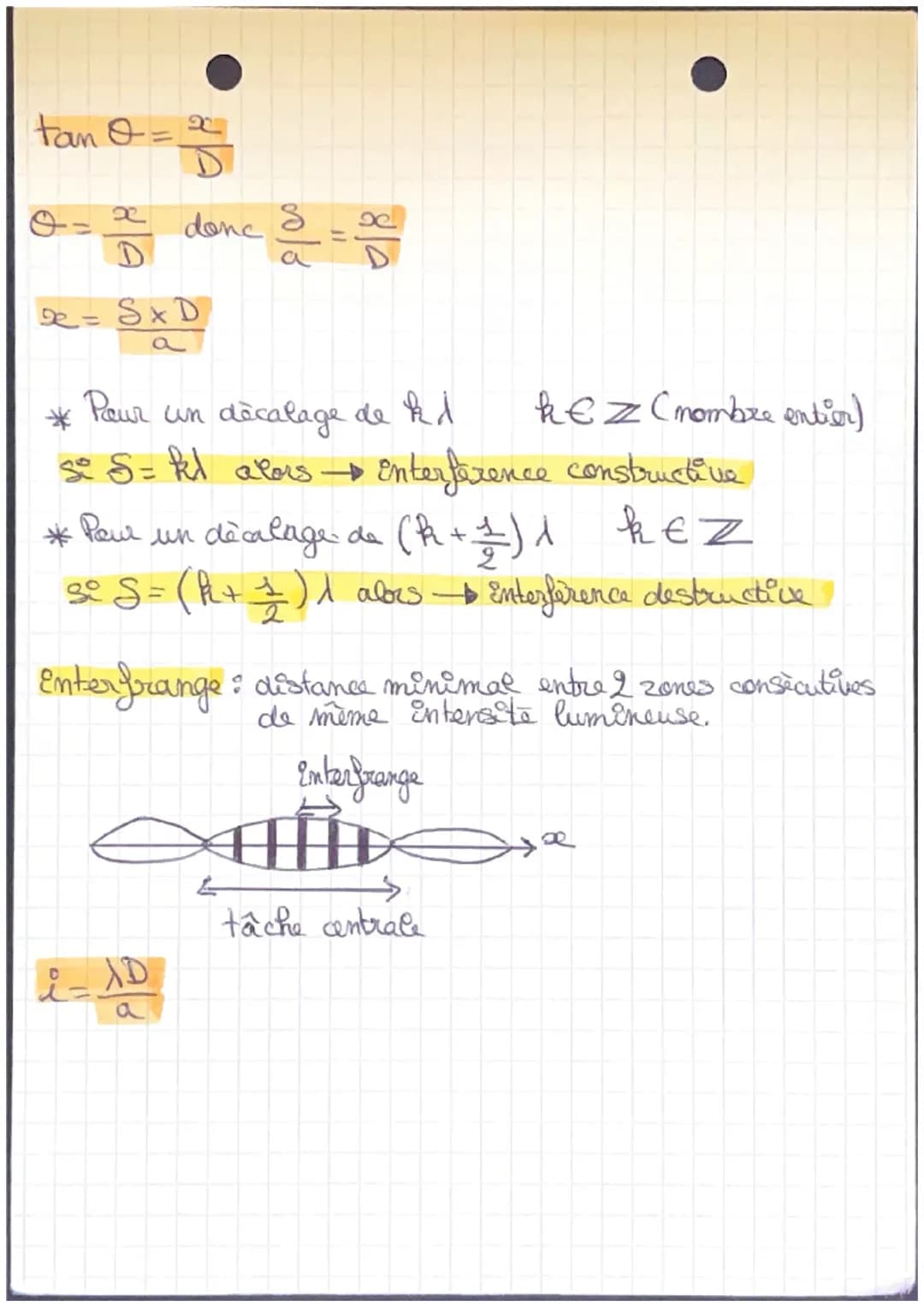 Physique-Chimie : Diffraction et interference.
DEFINITION
diffraction: lorsqu'une onde mécanique on électromagnètique
rencontre une ouvertur