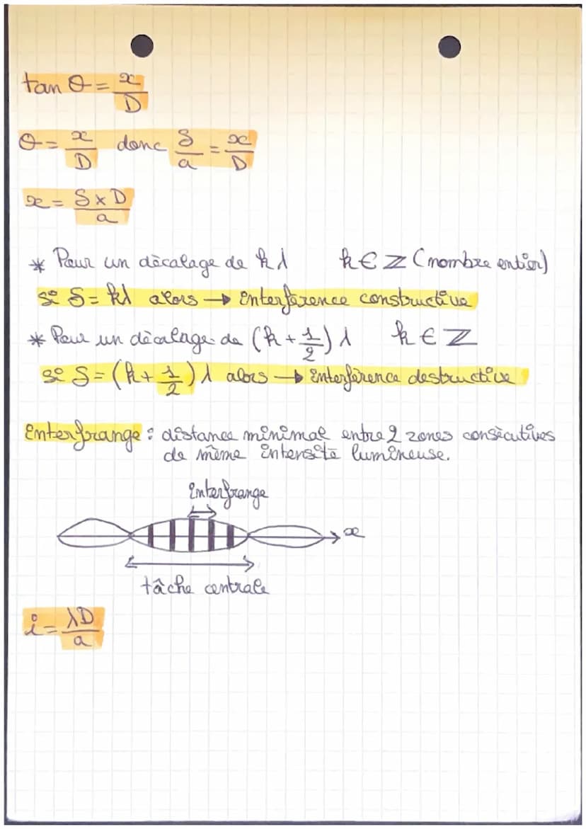 Physique-Chimie : Diffraction et interference.
DEFINITION
diffraction: lorsqu'une onde mécanique on électromagnètique
rencontre une ouvertur