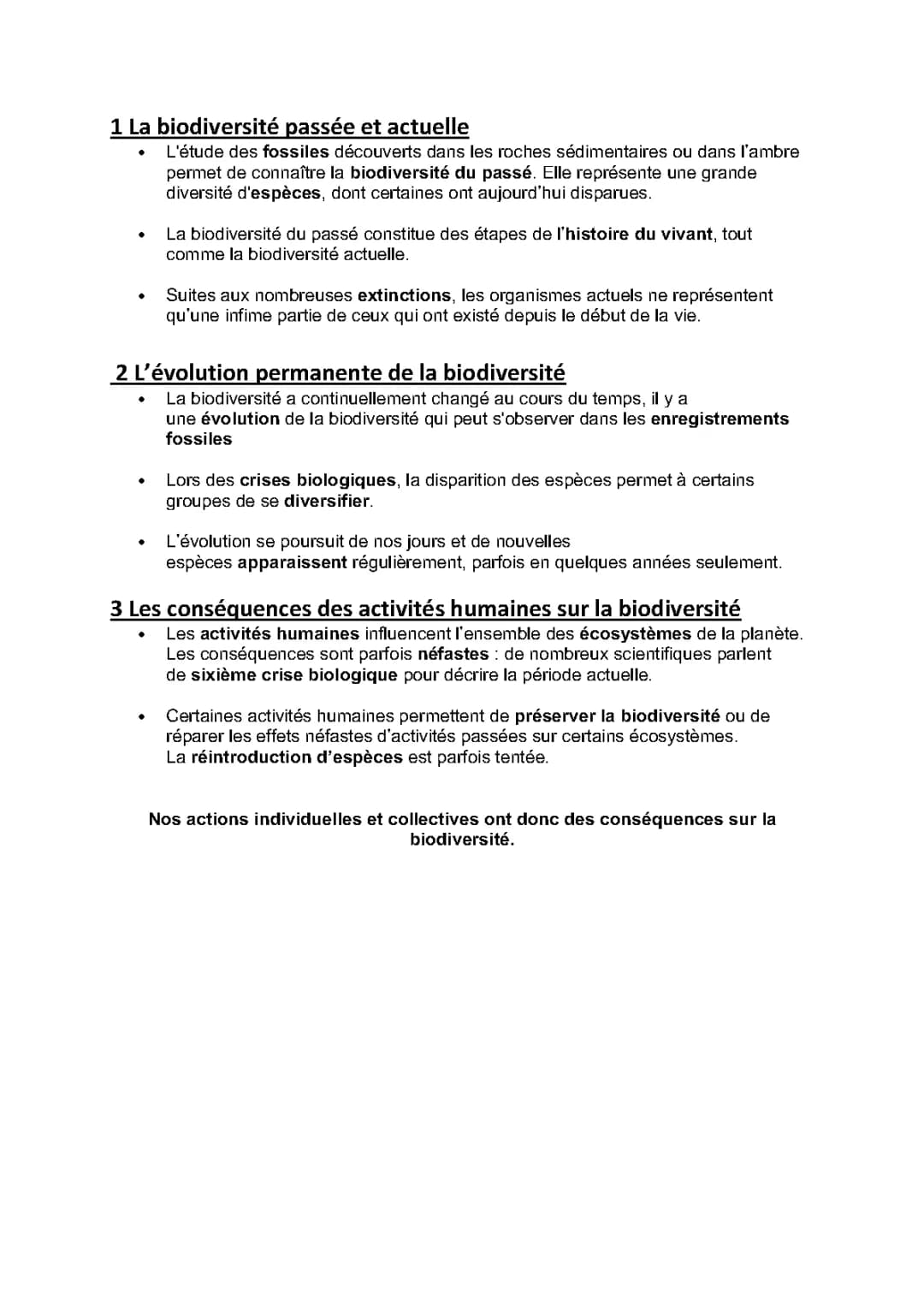 La biodiversité change au cours du temps
