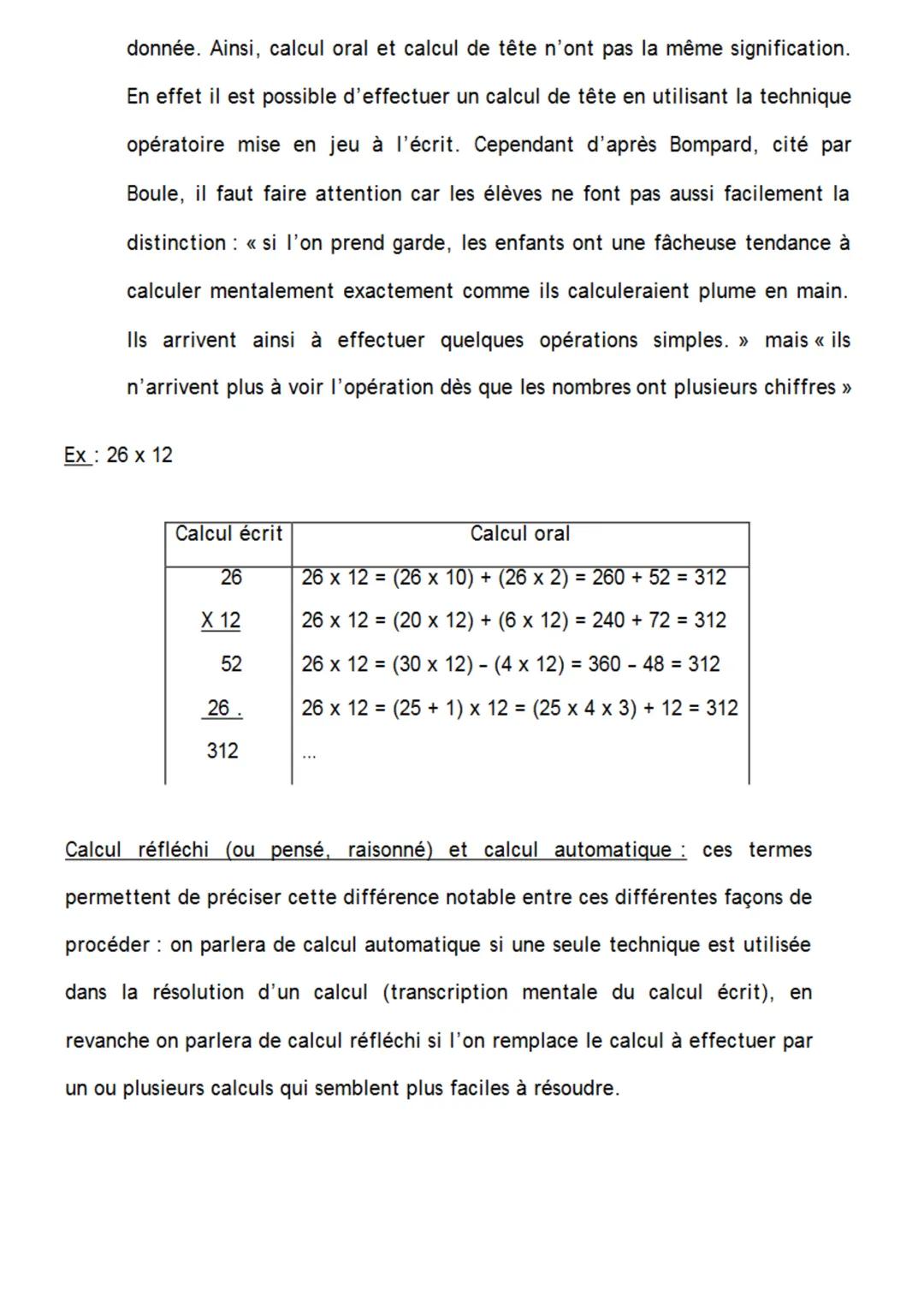 Qu'est-ce que le calcul mental?
L'expression de calcul mental parait être la plus générale pour qualifier les
activités demandant des effort
