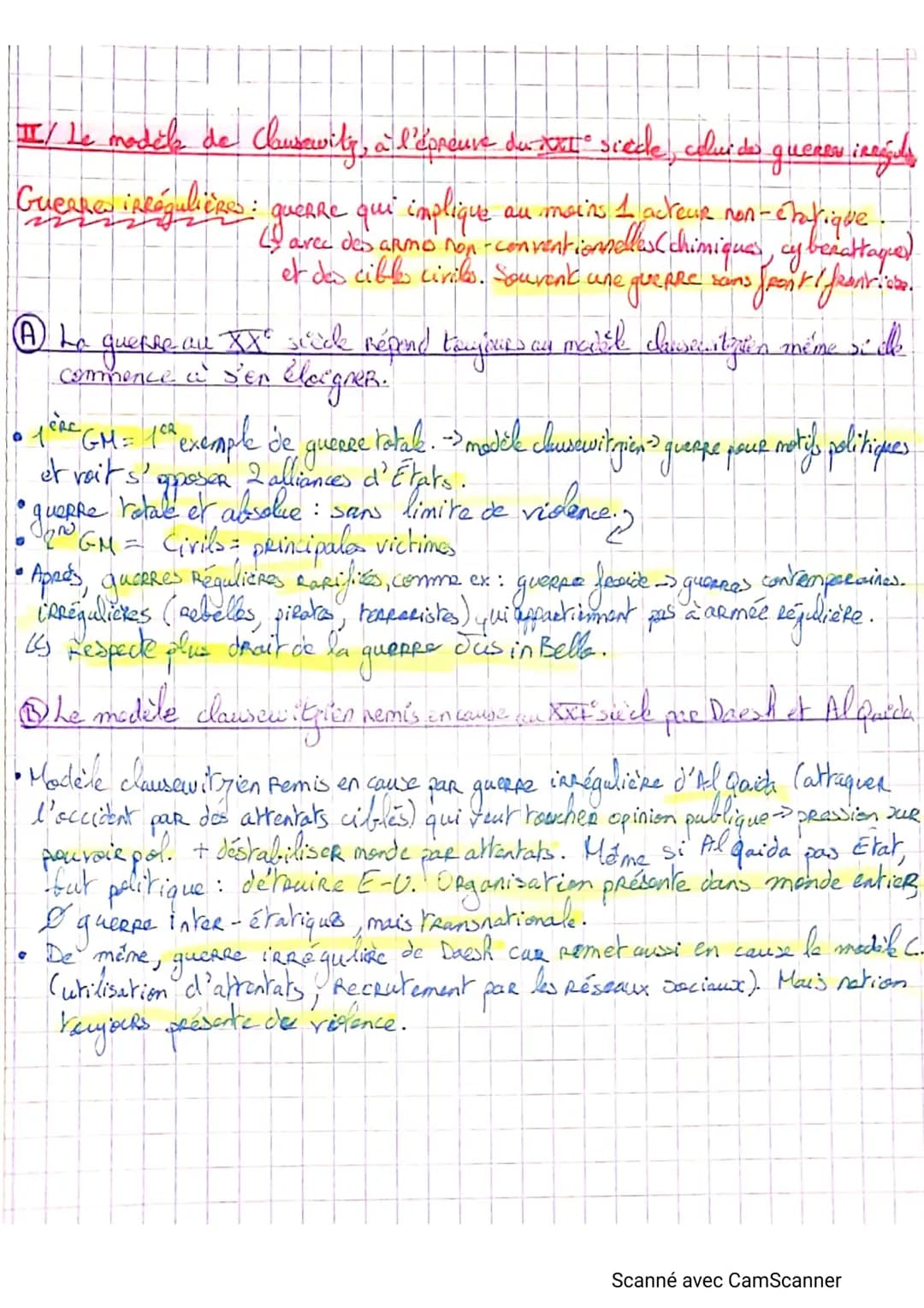 Chapitre 1 : La dimension politique de la guerre : des conflits
interétatique are enjluxe taeninitionaux.
I/ De la queape de Pans aux guerro