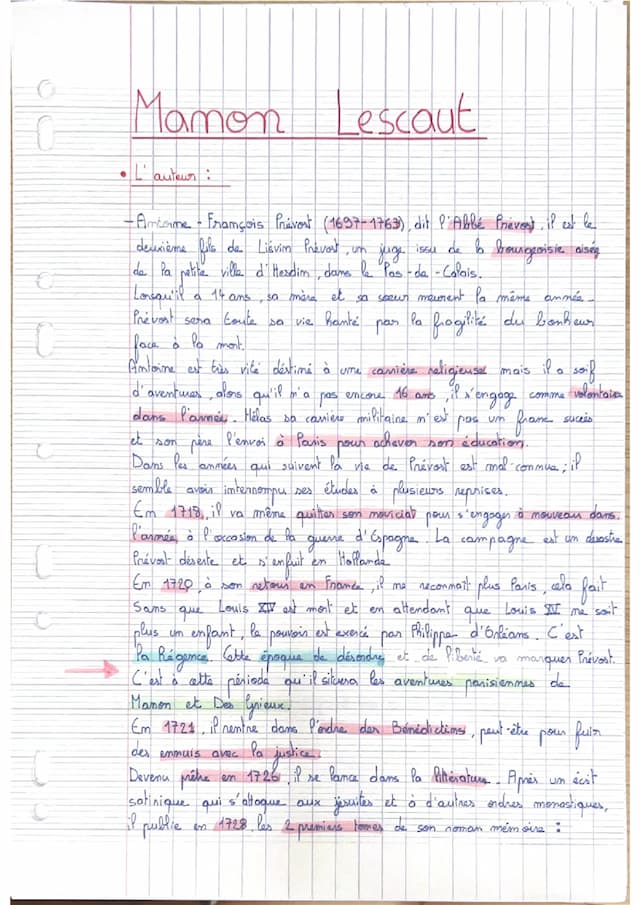 Know Manon Lescaut de l’Abbé Prévost fiches de révisions  thumbnail