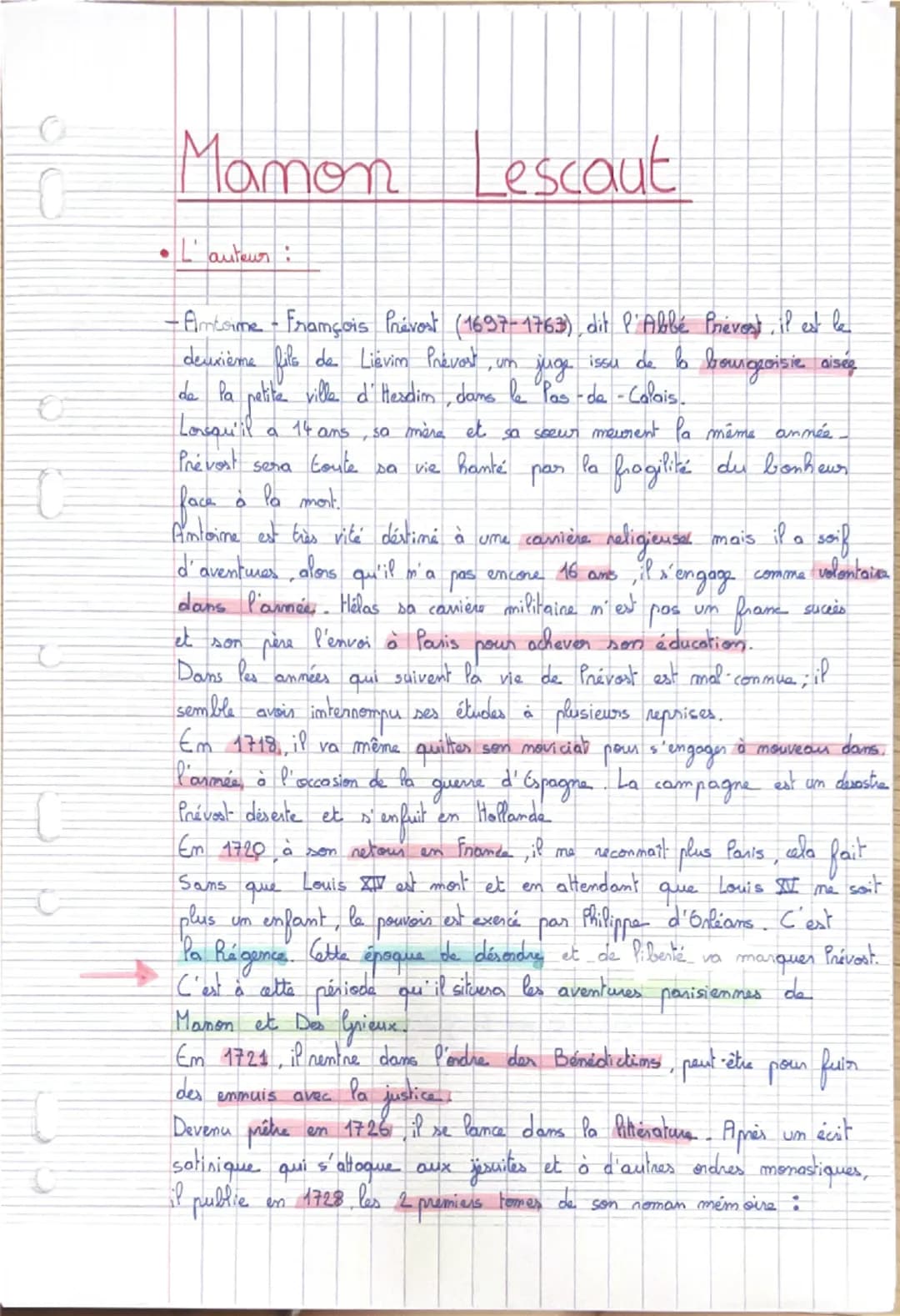 Mamon Lescaut
• L'auteur :
- Amtoime - François Prévost (1697-1763), dit l'Abbé Prévost, il est le
fils de Liévim Prévost, um juge issu de l