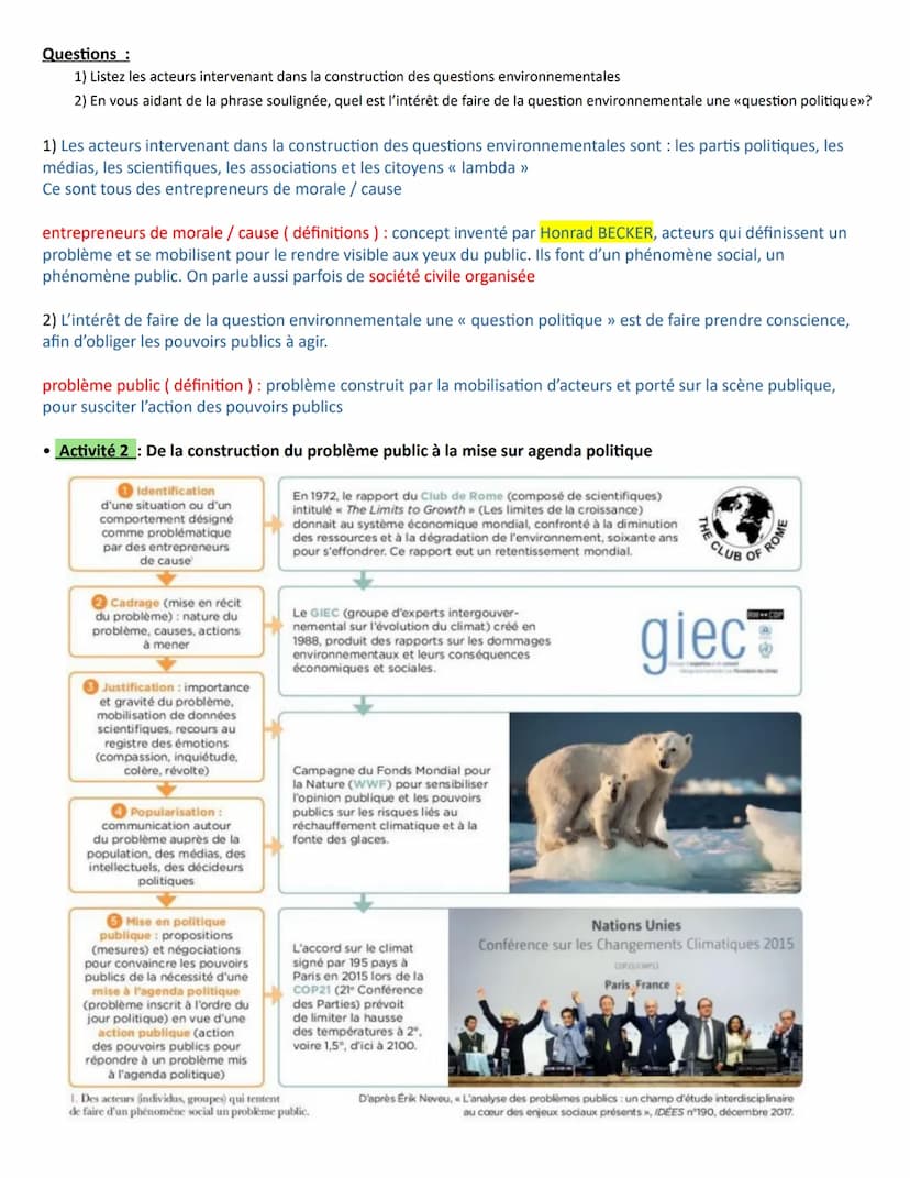 A la fin du chapitre, vous devez être capable de :
Savoir identifier les différents acteurs (pouvoirs publics, ONG, entreprises, experts, pa