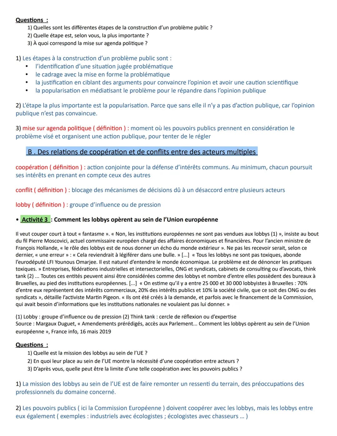 A la fin du chapitre, vous devez être capable de :
Savoir identifier les différents acteurs (pouvoirs publics, ONG, entreprises, experts, pa
